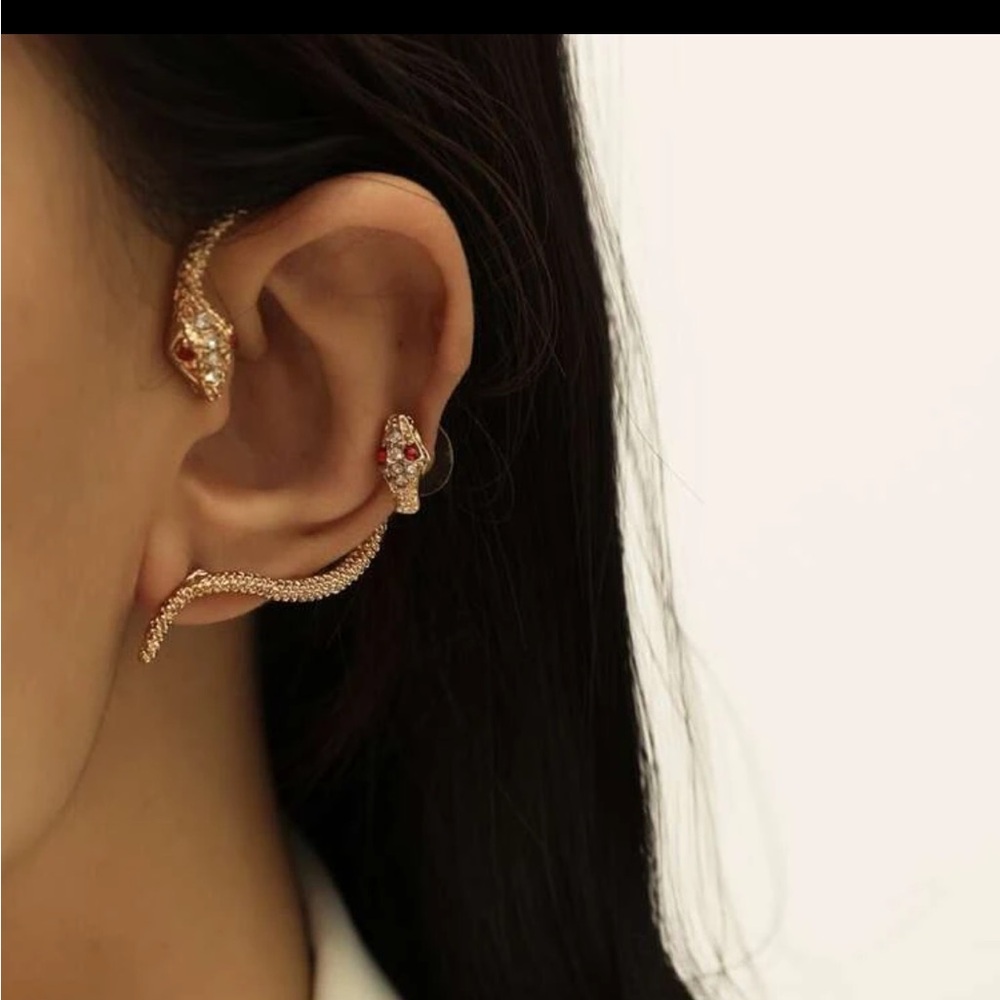 1 Piecw Wrap Around Rhinestone Snake Earring, Reputation Snake Earrings